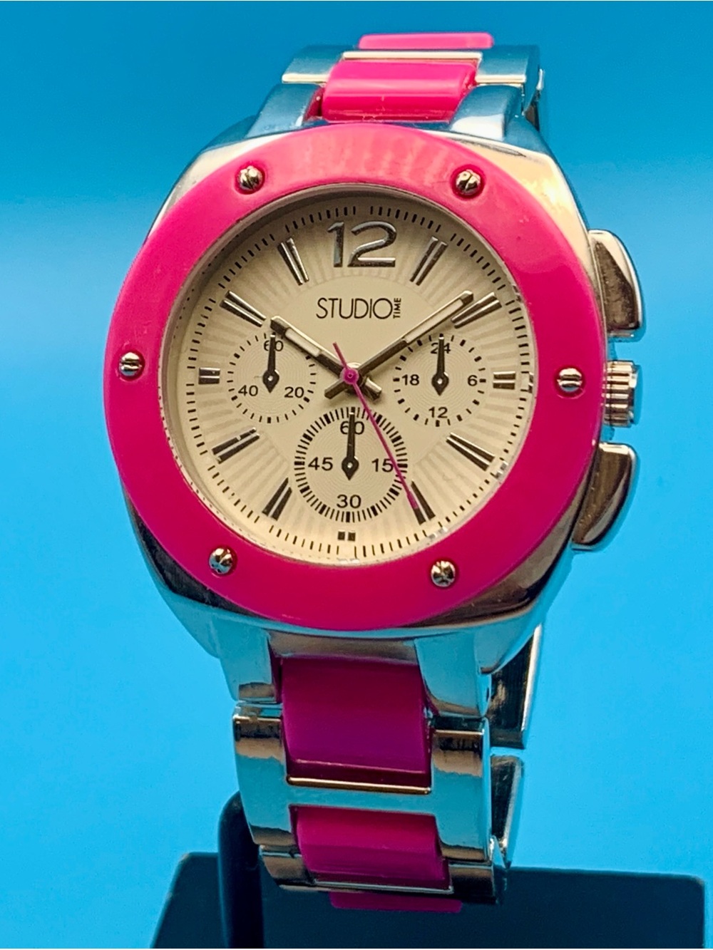 STUDIO TIME STD3245T Women’s Fashion Quartz Wristwatch Faux Dials Works New Batt